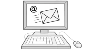 Grafik: Computer mit Mailsymbol im Bildschirm Grafik: Computer mit Mailsymbol im Bildschirm