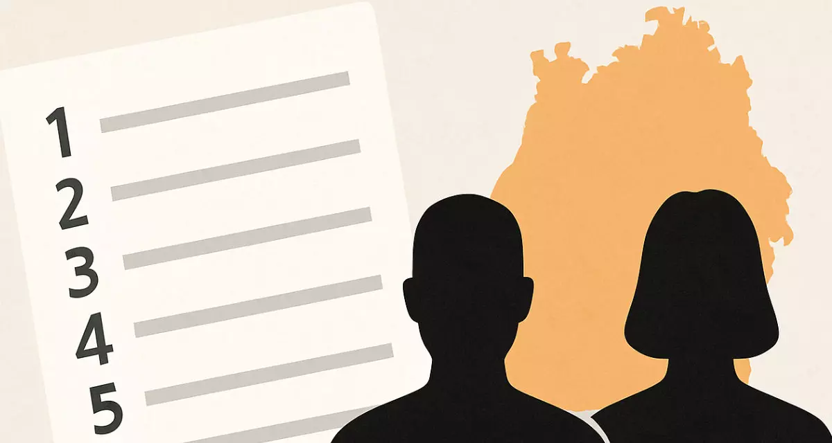 Illustration mit einer Liste sowie Silhouetten von Menschen, im Hintergrund der Umriss des Landes Baden-Württemberg.