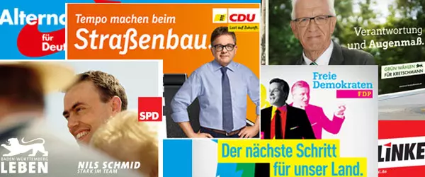 Kollage einiger Wahlplakate zur Landtagswahl 2016 Kollage einiger Wahlplakate zur Landtagswahl 2016