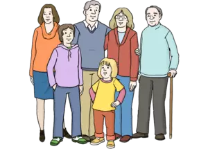 Grafik: Gruppe von alten und jungen Menschen Grafik: Gruppe von alten und jungen Menschen