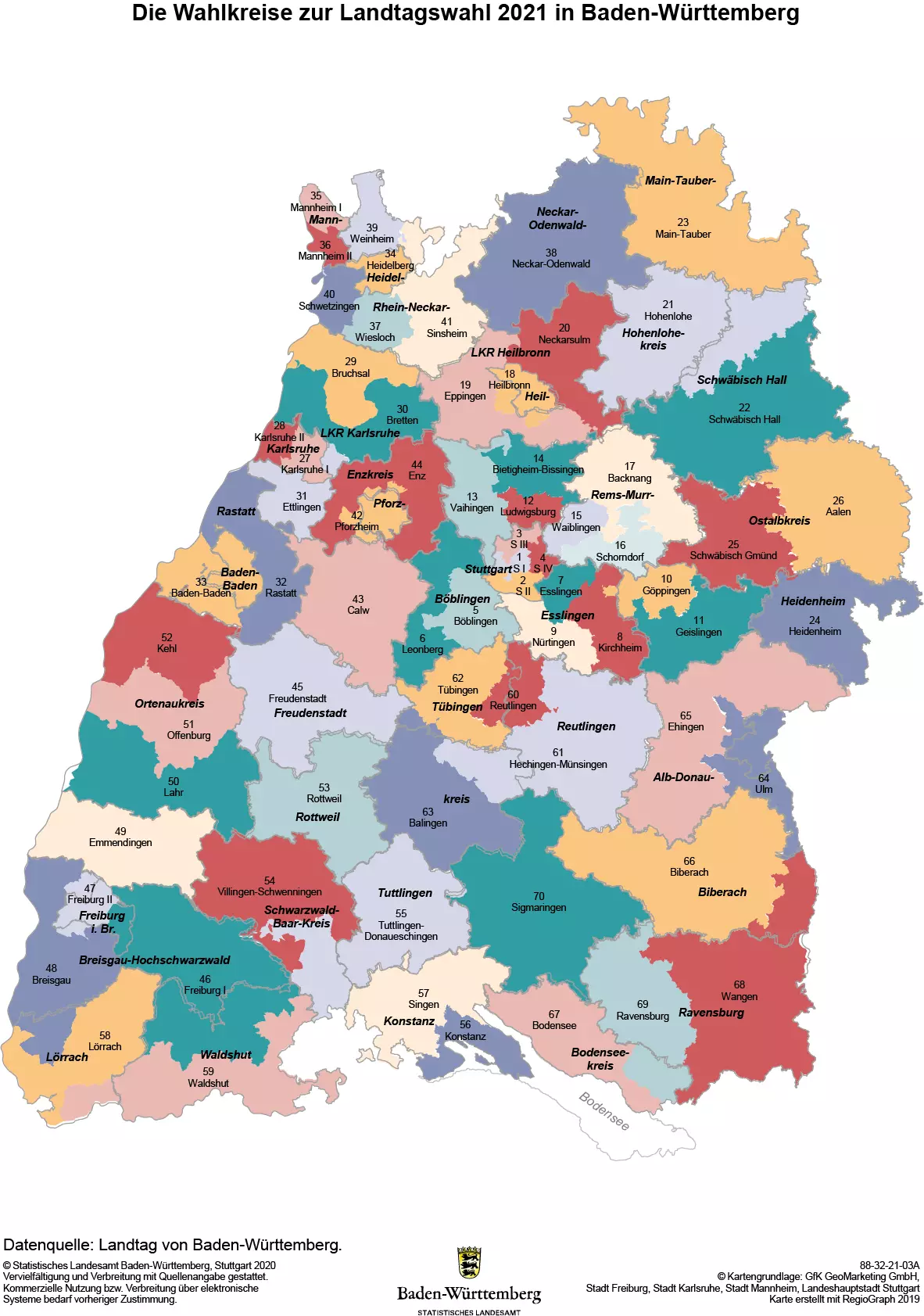 Wahlkreiskarte zur Landtagswahl als PDF zum Download